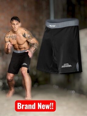 🥋👊🏼🥊 Elite Sports BJJ / MMA Fight Shorts – Men’s Training Shorts (Medium)